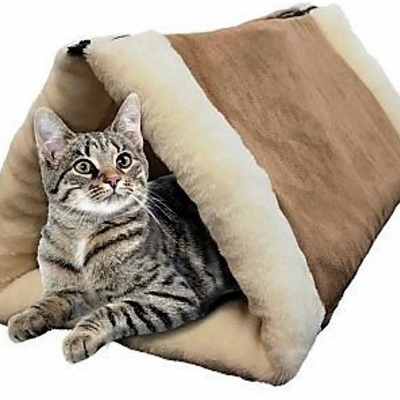 Kitty Cave 2 in 1 Fleece Tunnel or Mat Measures 36" x 23" Flat Color is Tan - Picture 5 of 7